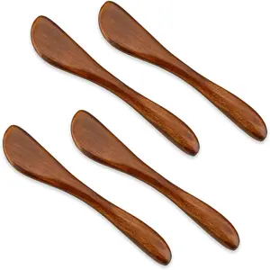 4Pcs 6 Inch Wooden Jam Spreader Knives for Jelly Cheese Butter Sandwich Mini Spatulas for Kitchen Stirring Mixing