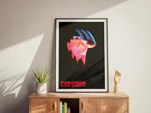 Bl4ck Sabbath Paranoid Poster, 1970s Album Cover Wall Art, Heavy Metal Rock Print, Frameless Music Decor, Classic Band Gift