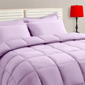 Light Purple King Comforter - 7, a Bag Sets with Quilted Warm Fluffy Comforter,Flat Sheet,Sheet,2 Pillow Shams,2 Pillowcases