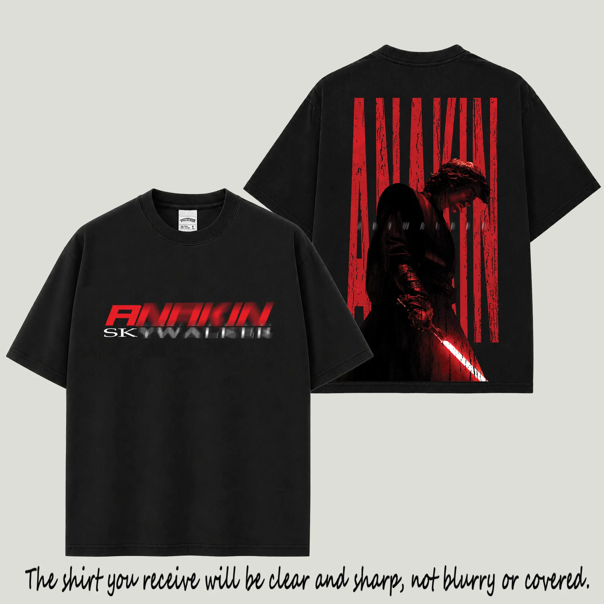 Dark Chosen One Galactic Warrior Premium Cotton T-Shirt, Red Saber Shadow Graphic Tee, Space Saga Villain Fan Shirt, Vintage Sci-Fi Movie Streetwear, Gift For Dark Side Fans