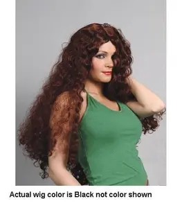 212 MAIN Alicia International Showgirl Glueless Black Synthetic Material Wig - Machine-Made, 1 Size, Women's Fashion Accessory Synthetic Costume Wig, Glueless Black Wig, Synthetic Material Wigs
