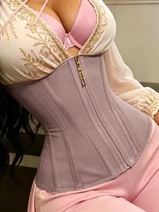 1 Count Women's Reflective Strap Design Waist Trainer, Underwear, Fajas, Breathable Fabric Solid Color Waist Cincher, Boned Structured Silhouette Shaper Girdle, Zipper Hook Closure Tummy Control Shapewear Belts, Suitable For Casual Outings, Travel