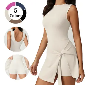 Sleeveless Stretchy Polyester Women's Sports Dress with Tie-Back ,Perfect for Yoga, Tennis & Fitness, Athletic Dress, Quality Fabric, Ladies Dress