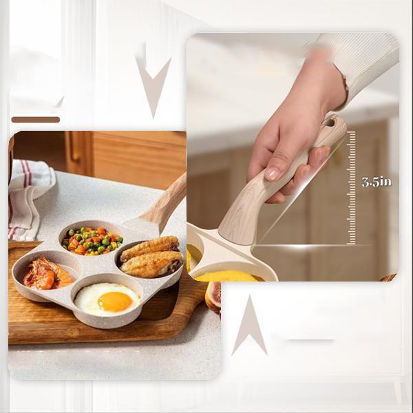 Complete Breakfast Set: 4-Cup Granite Nonstick Egg Pan with Free Spatula & Oil Brush – Your All-in-One Omelette & Pancake Maker Multifunction Non-Stick Egg Frying Pan