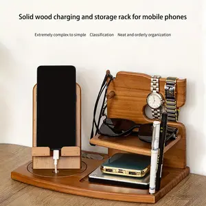 retro wooden rack, solid wood multi-layer porch storage rack, home with mobile phone holder, glasses key earphones, coin ring storage rack, desk storage rack, bedroom bedside watch mobile phone holder.