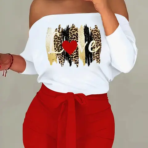 I8016l86 New European Style One-Shoulder Tie-Band Print Two-Piece Set, Women, Casual Fitted Geometric Pattern, All Seasons Regular Length, Summer Matching Set