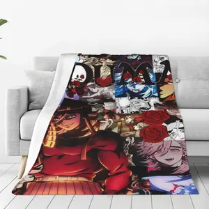 A soft and durable blanket featuring a Douma-themed patchwork print from the Demon Slayer anime, perfect for the office, sofa, bedroom, or home.