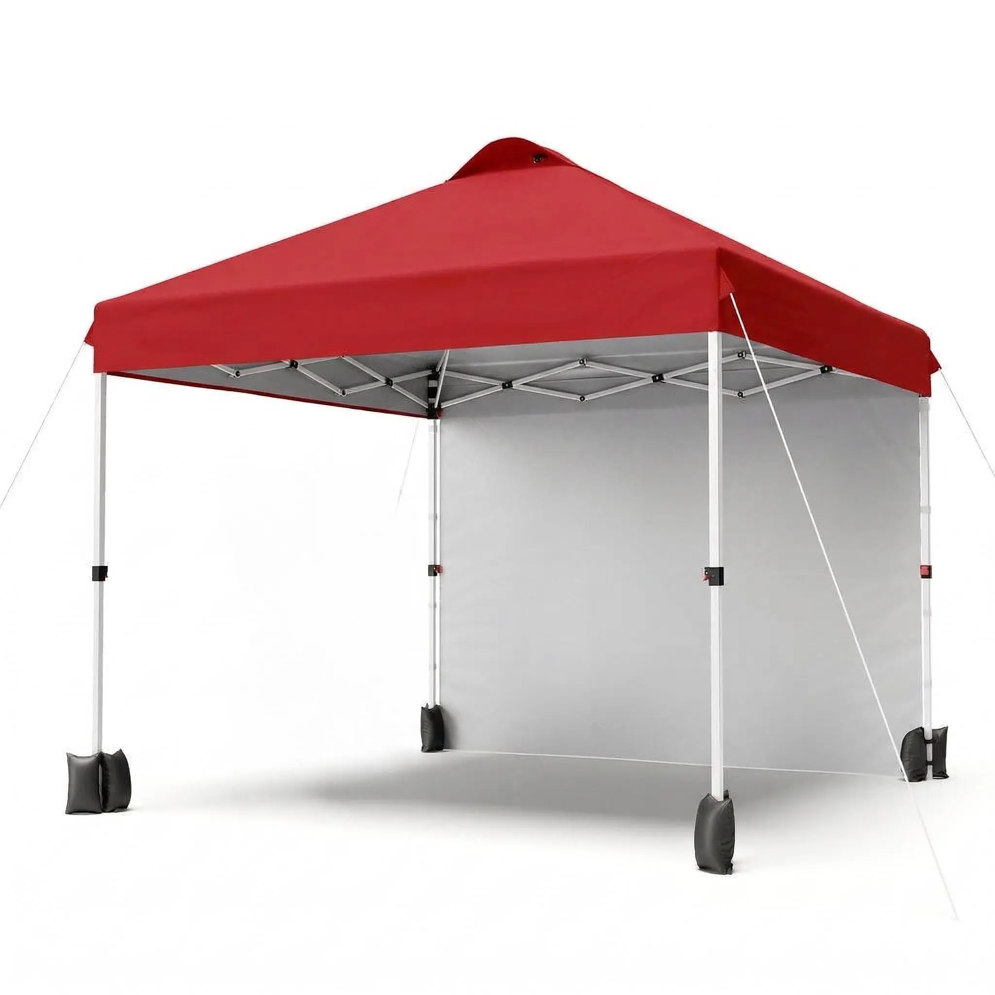 10x10 Pop Up Canopy, Easy Up Outdoor Canopy Tent with Removable Sidewall, Portable Instant Commercial Tent Shelter with Vented Roof Roller Bag for Camping Picnic Beach, Red