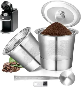2 Pack Reusable K Cups for Keurig 1.0 - Stainless Steel K Cup Reusable Coffee Pods with Metal Scoop, Brush & 4 Extra Seals - Refillable Coffee Filters for K-Classic, K-Mini & K-Elite(Not for 2.0)