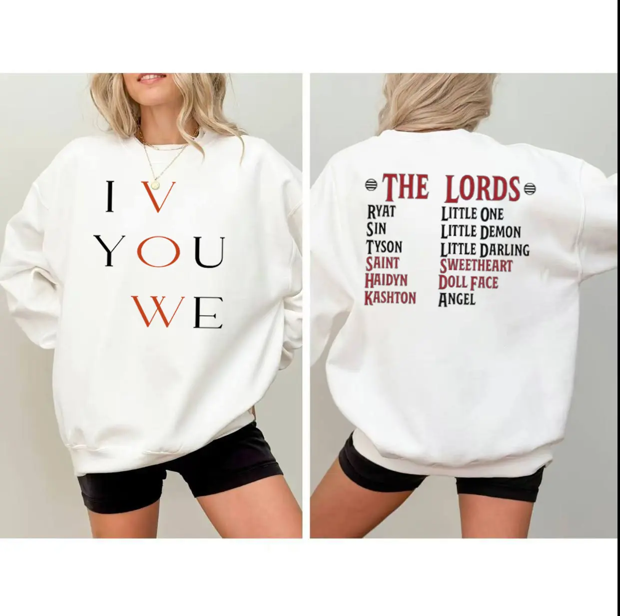 Chaotic Book Sweatshirt, The L.O.R.D.S Series Crewneck, I Vow You Vow We Vow Hoodie, Shantel Tessier Tee, Smut Books Merch