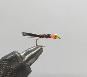 One Dozen (12) - Beadhead Frenchie Orange Nymph- Strike Fly Company