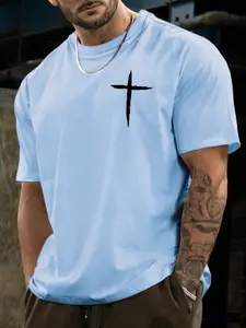 Men oversize Cross Print Tee, Cross T-Shirt, Men's Graphic Tee, Menswear