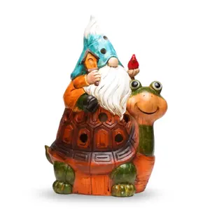 Turtle Taxi Action Shade Perfect for Simmering Light Decorative Gnome on Turtle Shell with Frog Companion