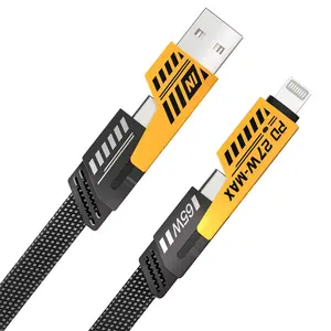 GSOOR 4 In 1 USB Data Cable PD Fast Charging Lightning Nylon Type C Data Cable Fast Charging For IPhone Samsung S24 Wire Cable