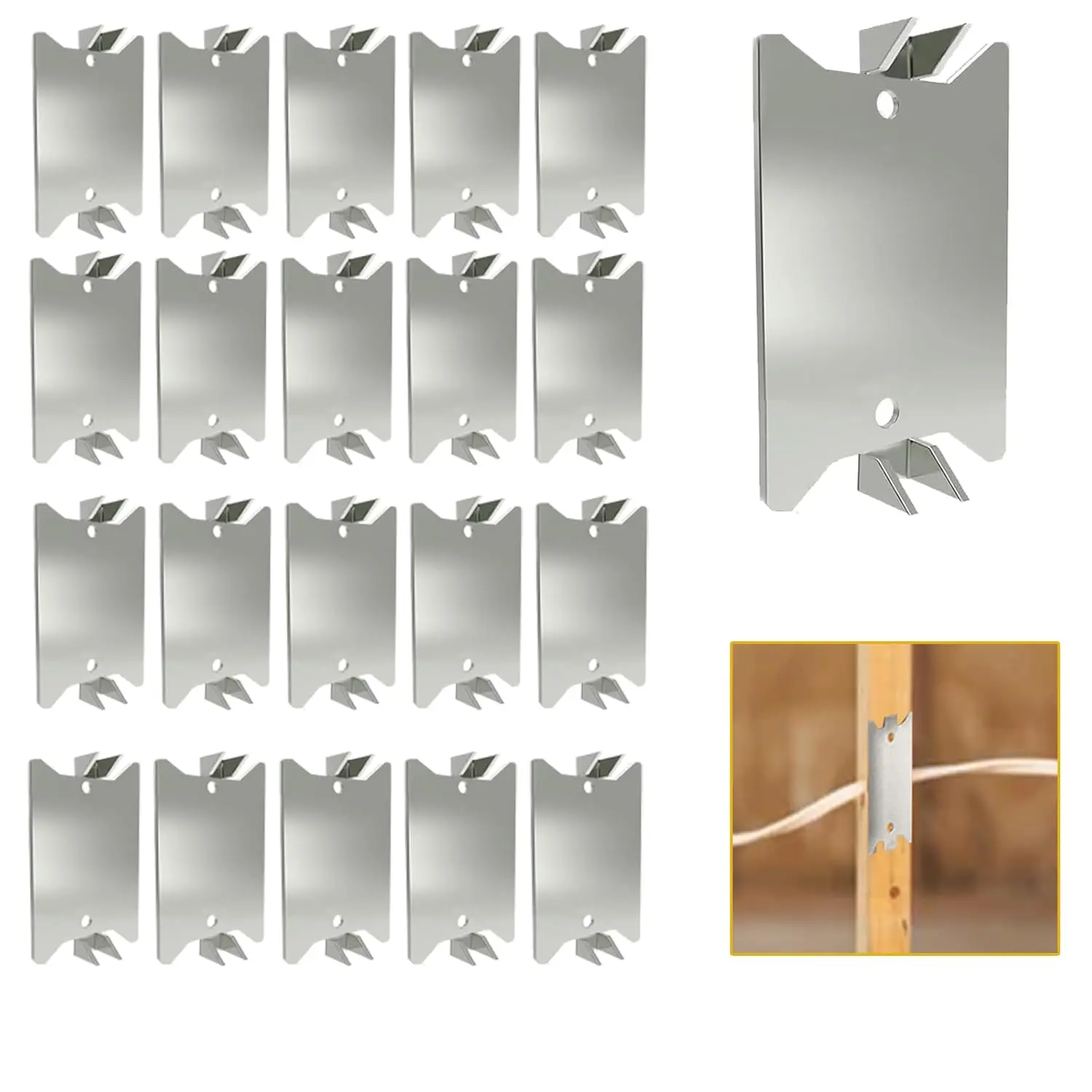 Plates for  Studs, 1.5 x 2.5 Inch  Pointed Prongs,  Wire Protector Plate, Anti- Protection Plate Shield, Protecting Plumbing and Wiring (2.5in-50pcs)