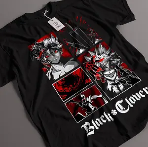Black Clover Asta Demon T Shirt, Anime Unisex Graphic Printed Cotton Tee Casual Top For Anime Lover, Classic Menswear Outfits