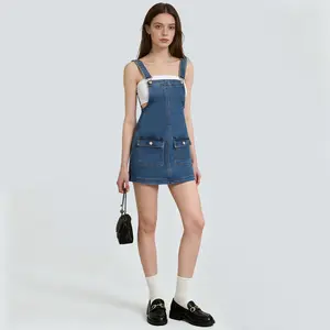 FireSwan Women's Minimalist Greenish Denim Sleeveless Mini Overalls Dress - Adjustable Straps, Pockets, Casual Comfy Jumpsuit, Lady's Women's Clothes #TikTokShopSpringGlowUp,summervibes
