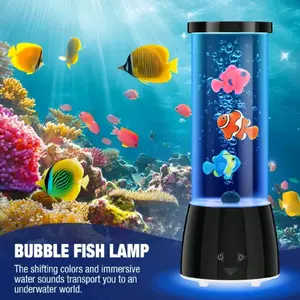 LED Bubble Fish Lamp with Remote Control - Multicolor Changing Decor Lamp for Home Office Kids & Pets USB Rechargeable USB & AAA Battery Operated