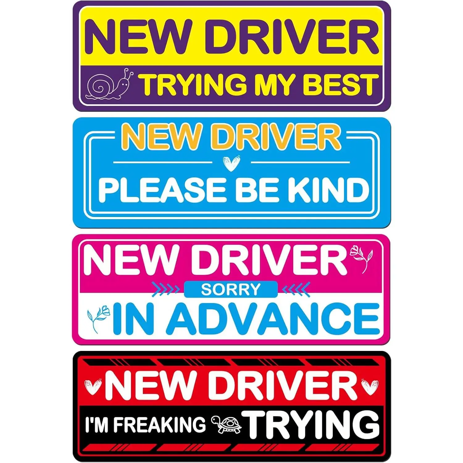 4Pcs Student Driver Magnetic Car Stickers for Beginners, New Magnetic Student Driver Stickers Signs for Car, Bumper Safety Decoration Supplies, Suitable for Students and Novices as Auxiliary