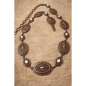 COPPER WHITE STONE CONCH CHAIN BELT *Final Sale*