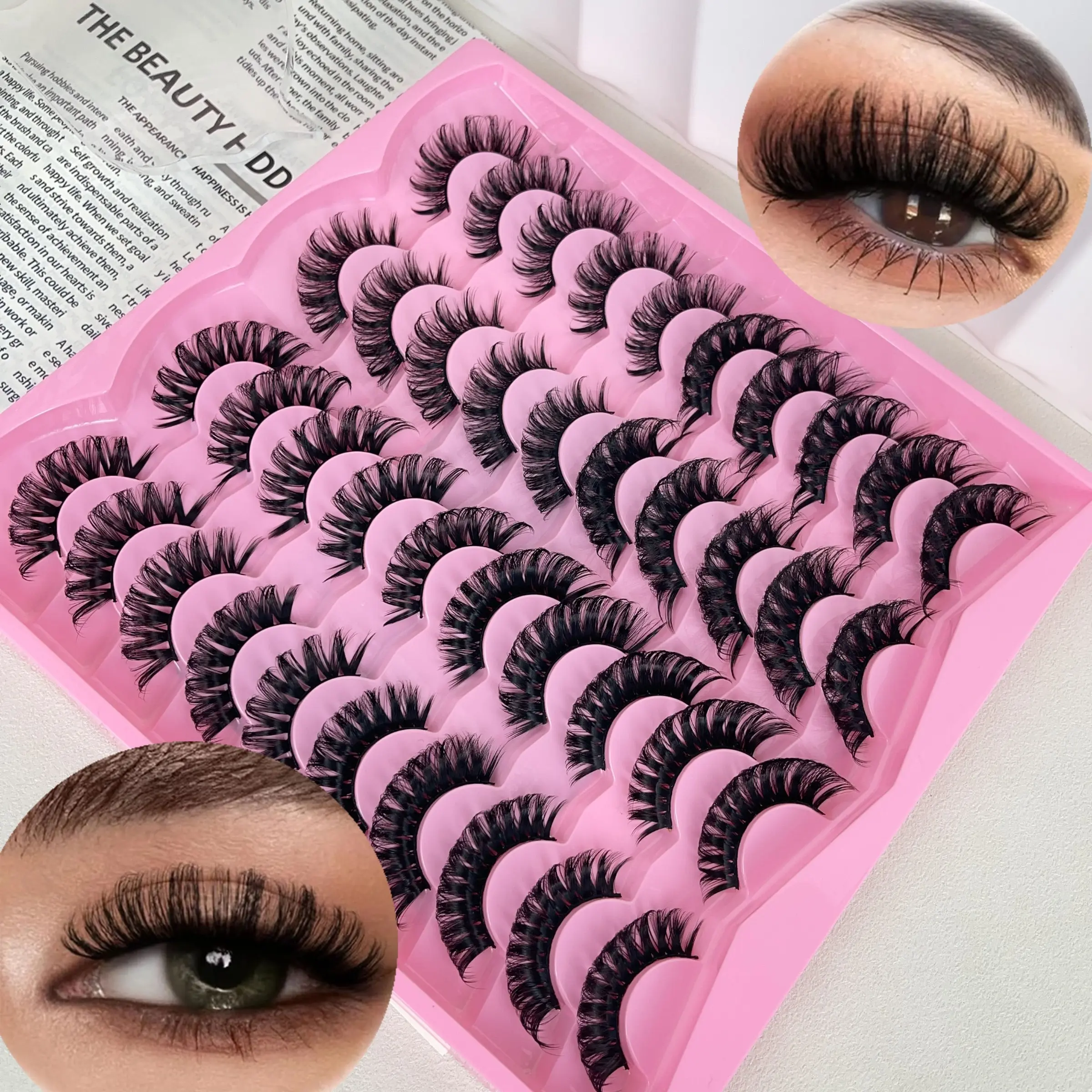Russian Strip Lashes 5/20 Pairs, 3D Mink Lashes, High Quality Eyelashes, Natural Eyelashes, Dramatic False Eyelashes, Faux Lashes, Fake Eyelashes, Wholesale Eyelash Extension