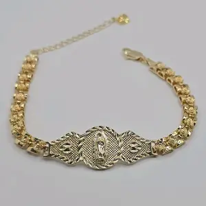 Virgin Mary Bracelet with Beautiful Roses Style Gold-Plated