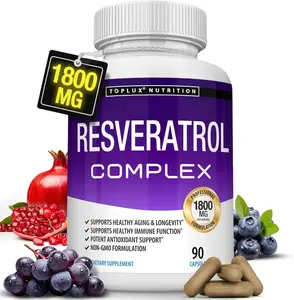 NEW 2026!!! Resveratrol Supplement 1800 mg Antioxidant Complex - Highly Potent Natural Trans-Resveratrol Pills for Healthy Aging, Overall Health Support, Immune System, Brain Function, for Men Women, 90 Capsules