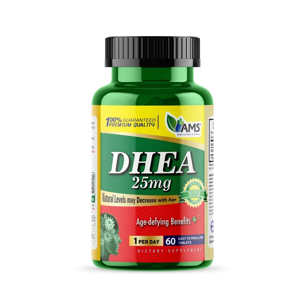 AMS DHEA – 60 Tablets | Daily Dietary Supplement | Supports Vitality & Well-Being | 1 Tablet Daily | High-Quality Formula
