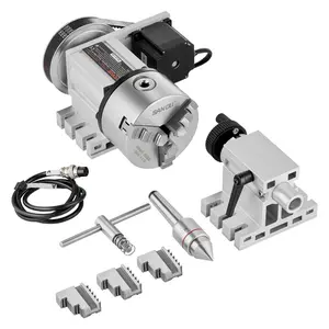 VEVOR Dividing Head, K11-100mm 3-Jaw Chuck, CNC Router Milling Machine Rotational Axis 4th Axis A Axis Indexing Head, 2.6/65 mm Center Height MT2 Tailstock 6: 1 Gear Ratio, Universal for EngravingVEVOR Super Brand Day