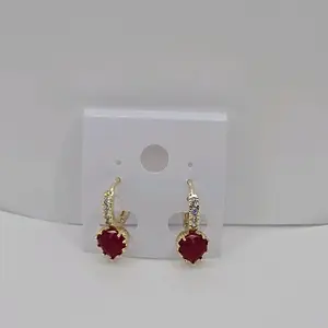 Red Heart's beautiful earrings hoops style gold-plated love design Cross Necklace Religious Pendant