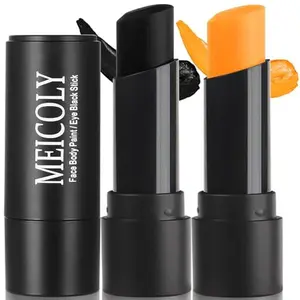 MEICOLY 2Pcs Black and Orange Face Body Paint Stick,Waterproof Face Paint for Halloween Pumpkin Tiger Lion Cosplay Makeup,Eye Black Stick for Baseball/Softball/Football/Lacrosse