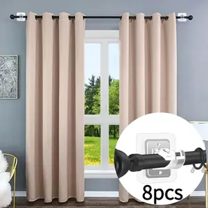 8-Pack Adjustable Curtain Rod Hooks, Transparent Multi-Purpose Curtain Hooks, Wall-Mounted Suction Cup Hook for Home Decor
