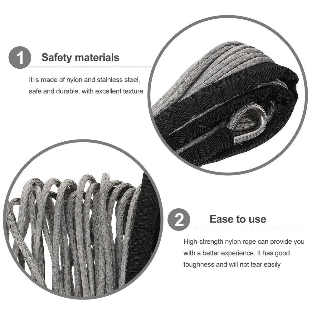 1/4" x 50' 10000LBS Synthetic Winch Rope | Recovery Cable with Protective Sleeve | Heavy Duty Winch Line for ATV UTV 4x4 Offroad Truck
