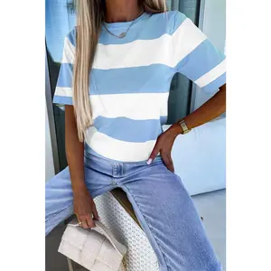 Sky Blue Stripe Knitted Tee