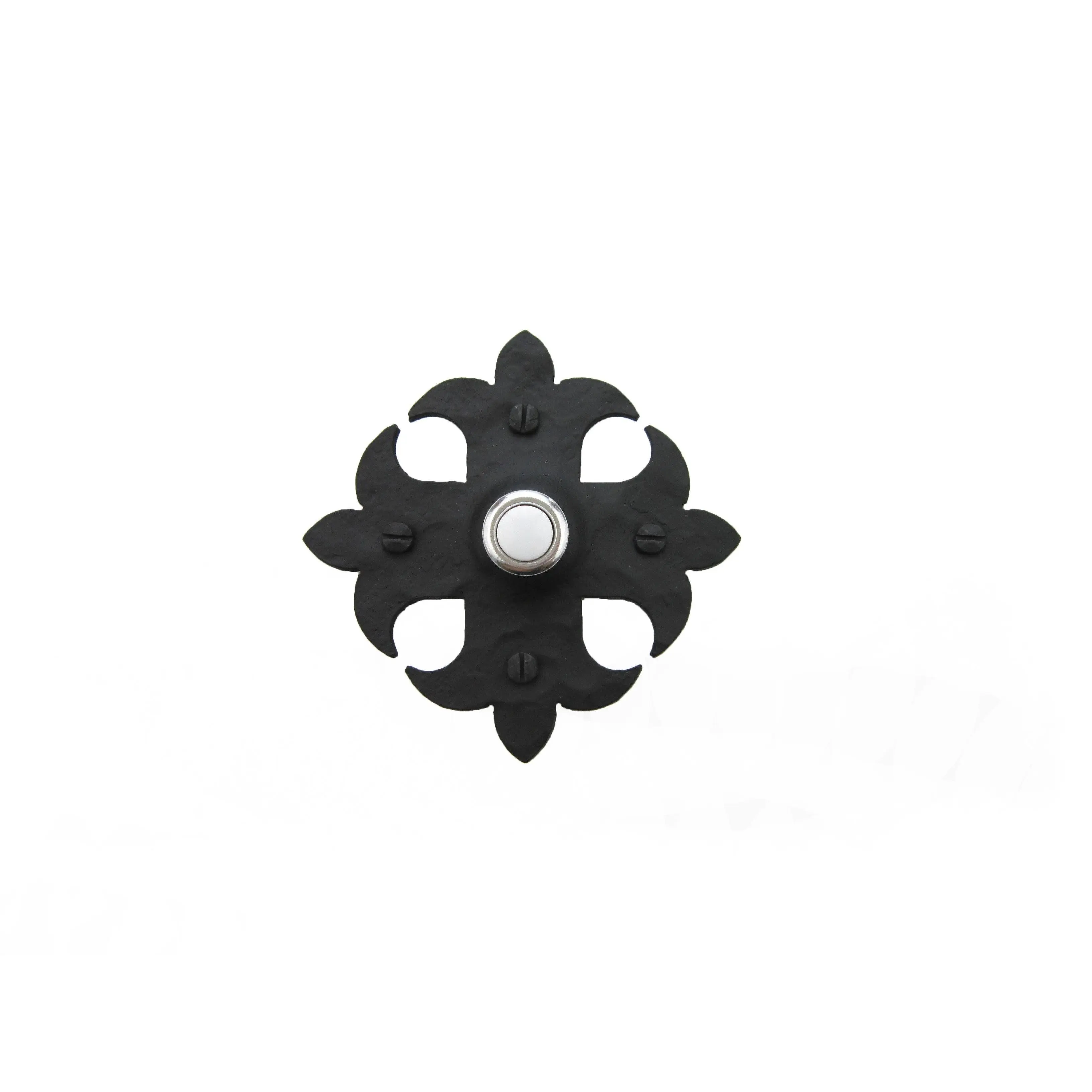 Spanish Fleur De Lis Cross Hammered Iron Doorbell Cover D1