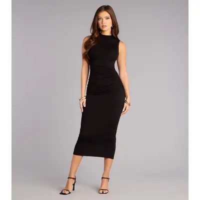 Isabeau Voluminous Fit Flare Midi Dress - TikTok Shop