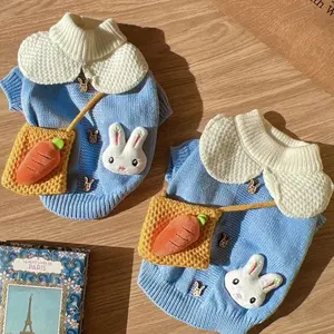 Wardrobe (Sweater) - Blue Rabbit Pet Dog Clothes Pet Winter Warm Sweater Teddy Knitted Shirt Dog Two Legs Clothes Pet Supplies XS-XL Puppy Coat for dogs