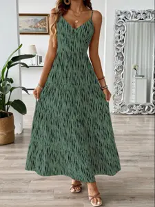 Women's European Style Vacation Dress, Summer New Irregular Stripe Design Long Dress, Sleeveless Backless Casual Fashion