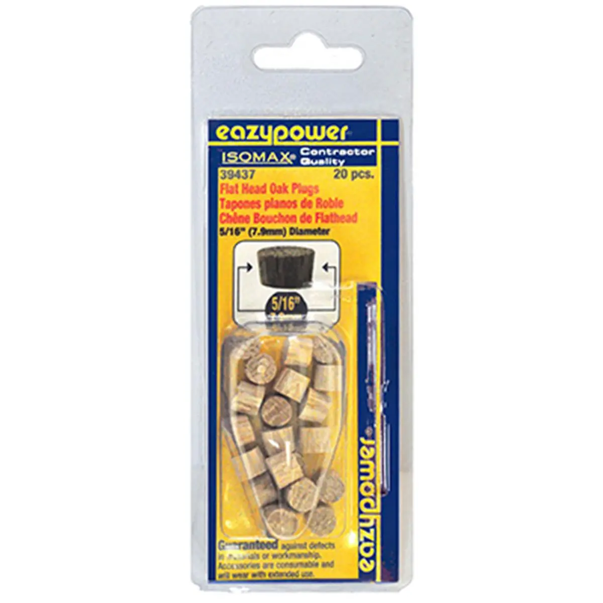 Eazypower Flat Head Oak Wood Plugs, 5/16 in., 20-Pack - Essential Hardware for Woodworking, Boat Repair, and Water Sports