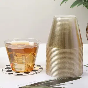 Glitter Plastic Beer Cup, 9oz Transparent Party Cup, Reusable Wedding Glassware, Holiday Festival Drinkware