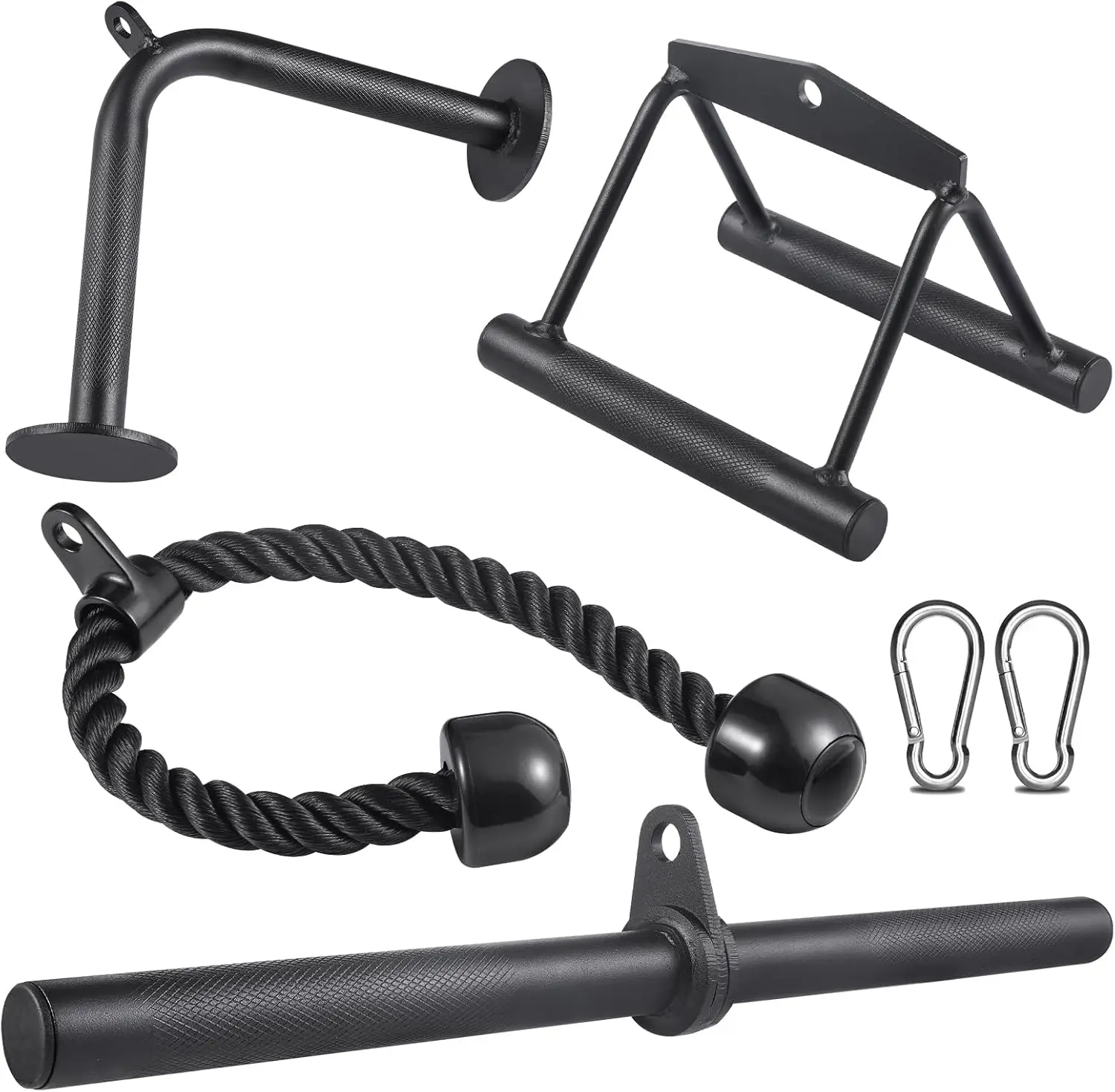 Workout  Machine Attachment for  Gym, LAT Pulldown Attachments,  Accessories for Weight , Straight Pull Down Bar, Tricep Rope, Double D Row Handle, V-Shaped Bar