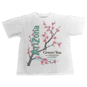 Vintage Arizona Green Tea Cherry Blossom T Shirt, Retro Japanese Floral Graphic Tee, Sakura Aesthetic Nature Shirt, Streetwear Unisex Top, Botanical Art Lover Gift Apparel