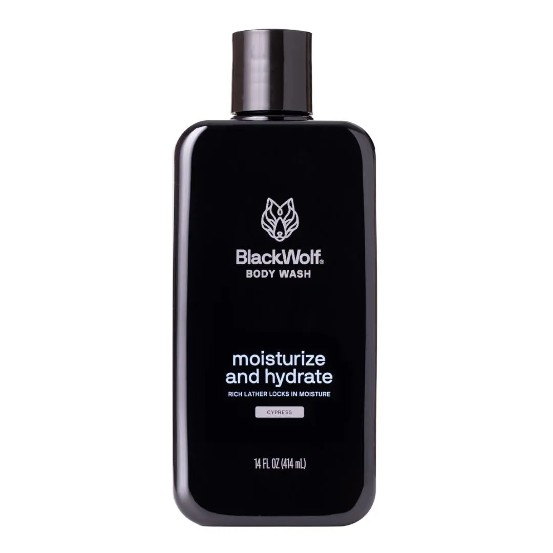 Black Wolf Moisturizing Body Wash -  Aloe Vera & Hyaluronic Acid - Hydrate & Restore Dry Skin, Smoothen Skin, Cocoa Butter Lather, Cypress Scent,  Moisturize Body Wash Body Care Sensitive Moisture Hydrating
