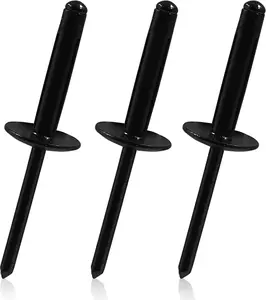 50 count Black  Tri-Fold Exploding Pop Rivets 3/16 Large Flange,3/16''x1'' Large  Tri Grip Pop Blind Rivets Exploding for Kayak,Automotive & Furniture