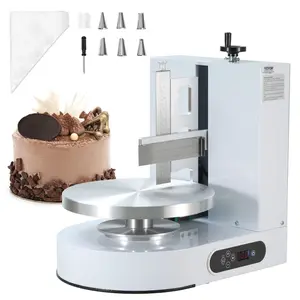 fathersdaygift VEVOR Cake Decorating Machine, Cake Cream Spreading Coating Smearing Machine, Low Noise Cake Frosting Machine, Turntable with Adjustable Scraper, for 4 to 12 Cake, 25-320RPM Rotating Speed, White