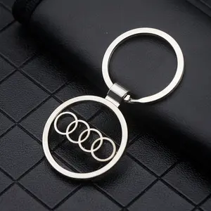 Audi Silver Color Car Logo Alloy Keychain, Key Ring, Car Key Holder, Automotive Key Chain Accessory, Stylish Car Key Pendant