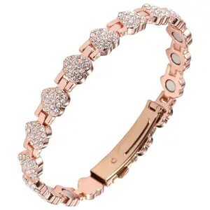 City Fashion Pure Copper Bracelets for Women,Ultra Strength Magnetic Bracelet with 3800 Gauss Magnets & Sparkling Cubic Zirconia, Adjustable Charm Bracelet