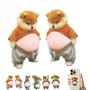 12/6pcs Dog Belly Sticker, 3D Design, Stress Relief Squeeze Toy, Anti-Collision Decals, Decorative for Phone, PC, Cup | Quishy Fat Belly Dog Stickers, 3D Soft Silicone Car Door Stickers, Cute Fidget Stress Relief Toys, DIY Decor for Notebook, Home and Car