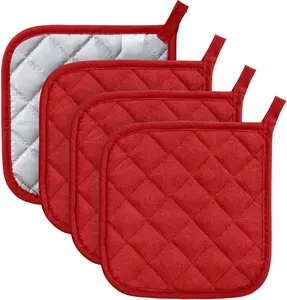 4 Pack Heat Resistant Pot Holders - Terry Cloth Sets for Cooking & Baking