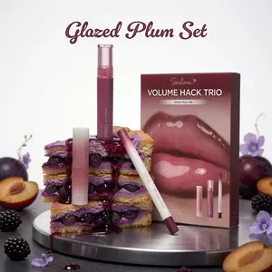 Volume Hack Trio Sweet Fig Set |  Lip Combo for Plump, Hydrated & Glossy Lips | 3-in-1 Kit (3 Shades, Lip Mate Pencil 0.5g, Melting Balm 3.5g, & Color Gloss 4g)